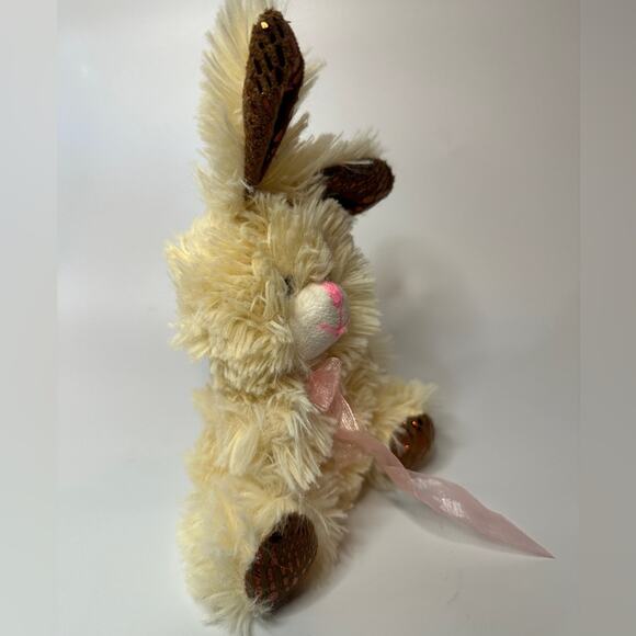 Extra Fluffy Bunny Plush Cream and Brown rabbit Greenbrier Stuffed animal - Picture 2 of 6